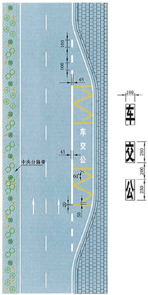 车种专用港湾式停靠站标线